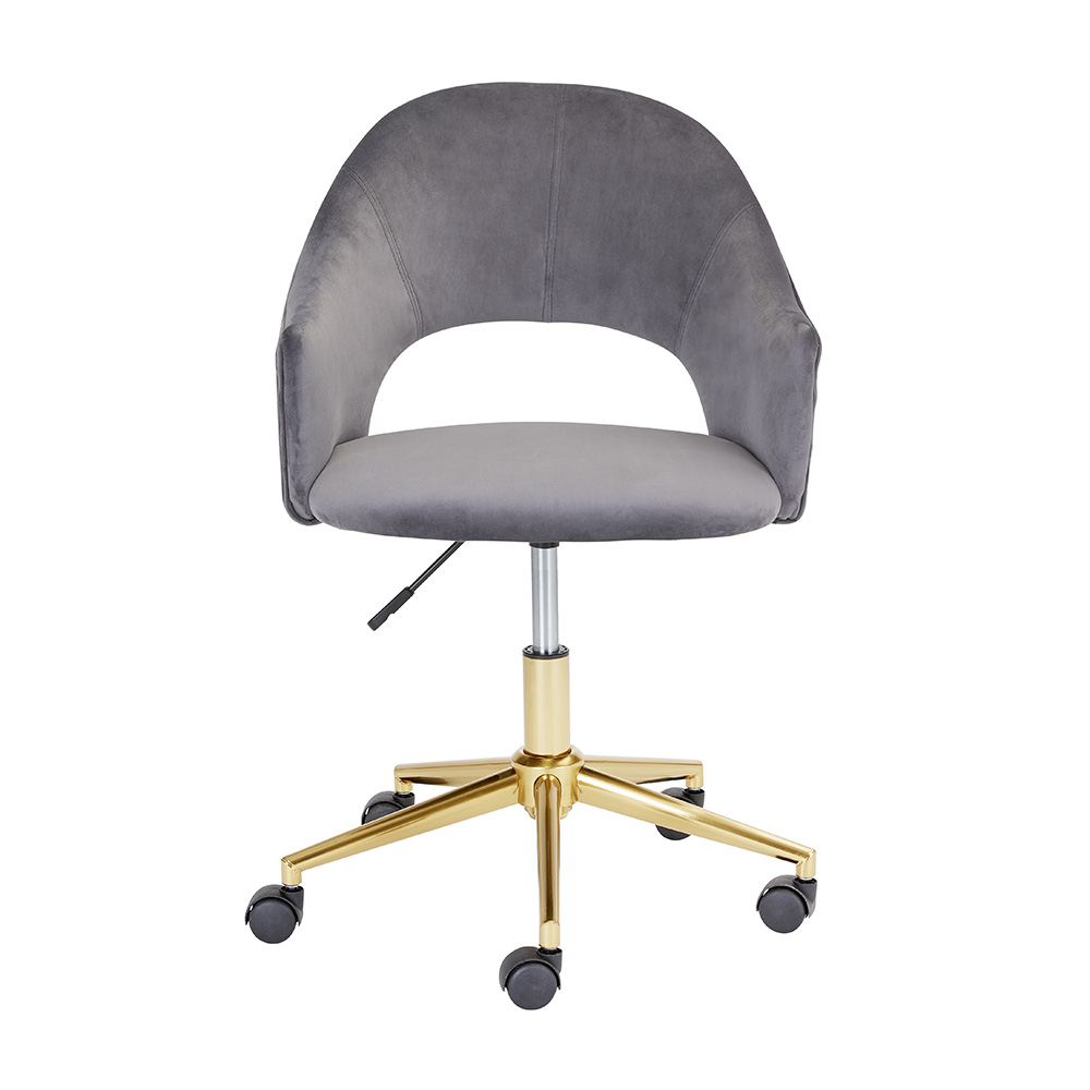 Castelle Gold Office Chair: Charcoal Velvet